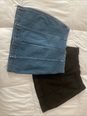 Free People denim mini skirt + black mini skirt set